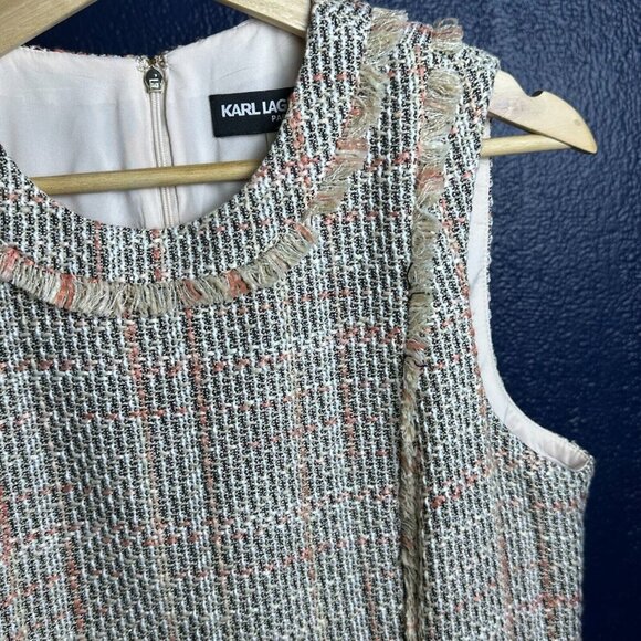 Karl Lagerfeld Paris Womens Pink Metallic Tweed Cocktail Dress 8 - Picture 10 of 12